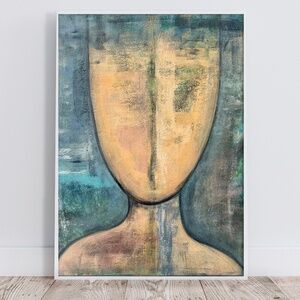 Ethereal Silence – Abstract Blue Faceless Woman Painting | 16x20 Canvas